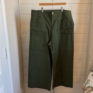 Maeve Olive Green Wide Leg Crop Pants